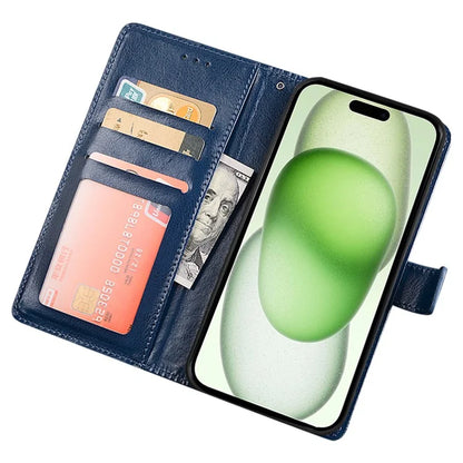IDEWEI For iPhone 15 Plus Case Full Protection PU Leather Stand Wallet Phone Cover