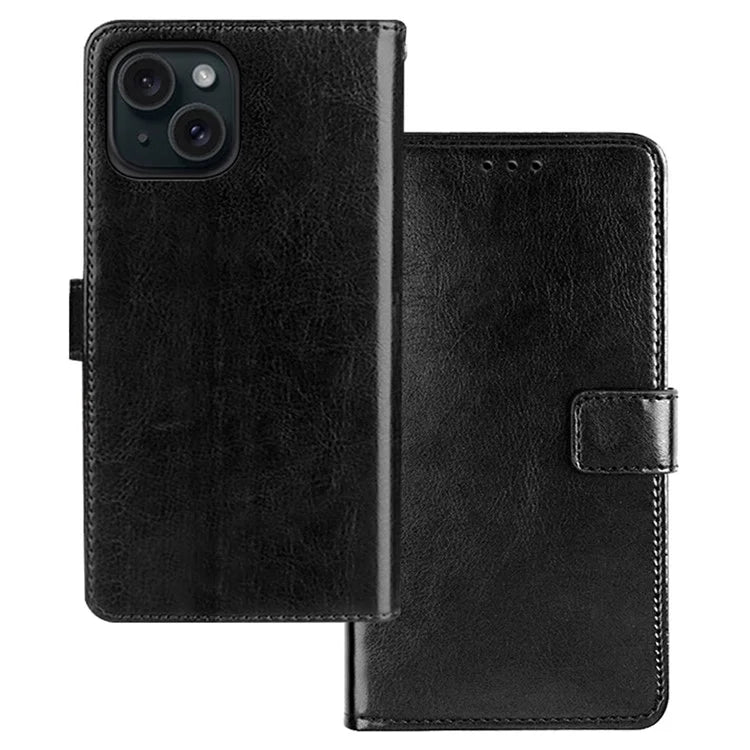 IDEWEI For iPhone 15 Plus Case Full Protection PU Leather Stand Wallet Phone Cover