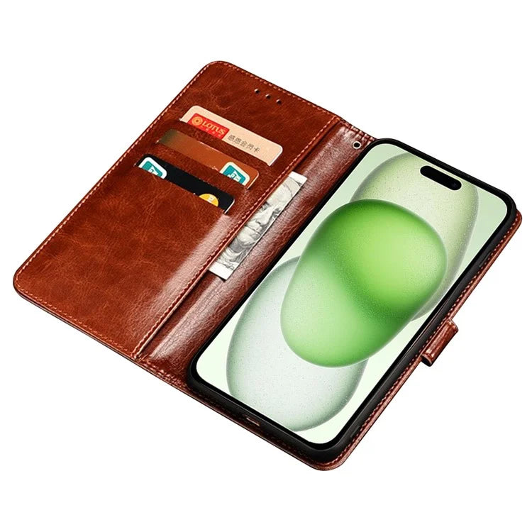 IDEWEI For iPhone 15 Plus Case Magnetic Clasp Wallet Phone Cover