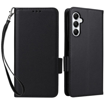 For Samsung Galaxy A05s 4G / M14 4G Case Litchi Texture Wallet Leather Phone Cover with Strap