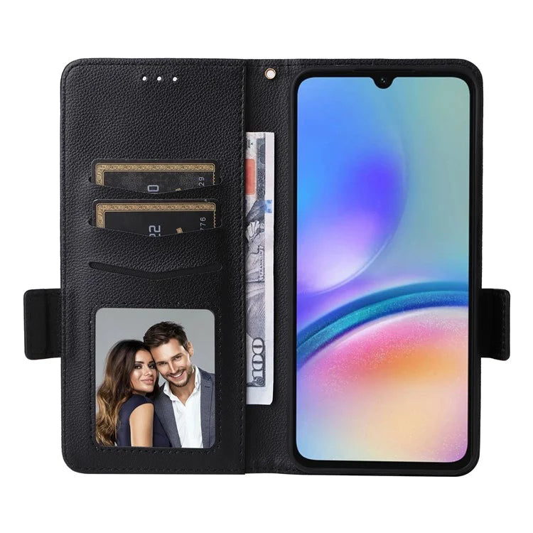 For Samsung Galaxy A05s 4G / M14 4G Case Litchi Texture Wallet Leather Phone Cover with Strap