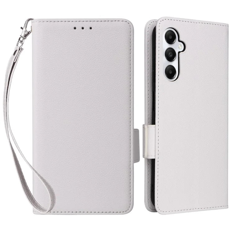 For Samsung Galaxy A05s 4G / M14 4G Case Litchi Texture Wallet Leather Phone Cover with Strap