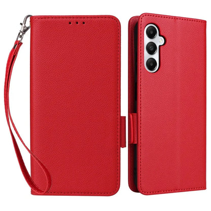For Samsung Galaxy A05s 4G / M14 4G Case Litchi Texture Wallet Leather Phone Cover with Strap