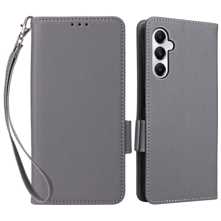 For Samsung Galaxy A05s 4G / M14 4G Case Litchi Texture Wallet Leather Phone Cover with Strap