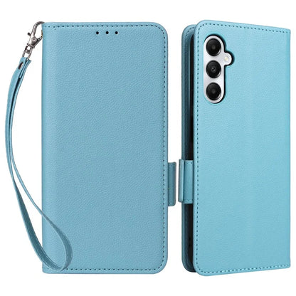 For Samsung Galaxy A05s 4G / M14 4G Case Litchi Texture Wallet Leather Phone Cover with Strap