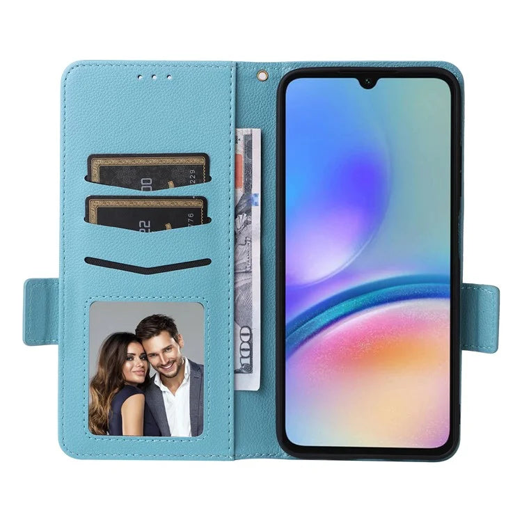 For Samsung Galaxy A05s 4G / M14 4G Case Litchi Texture Wallet Leather Phone Cover with Strap