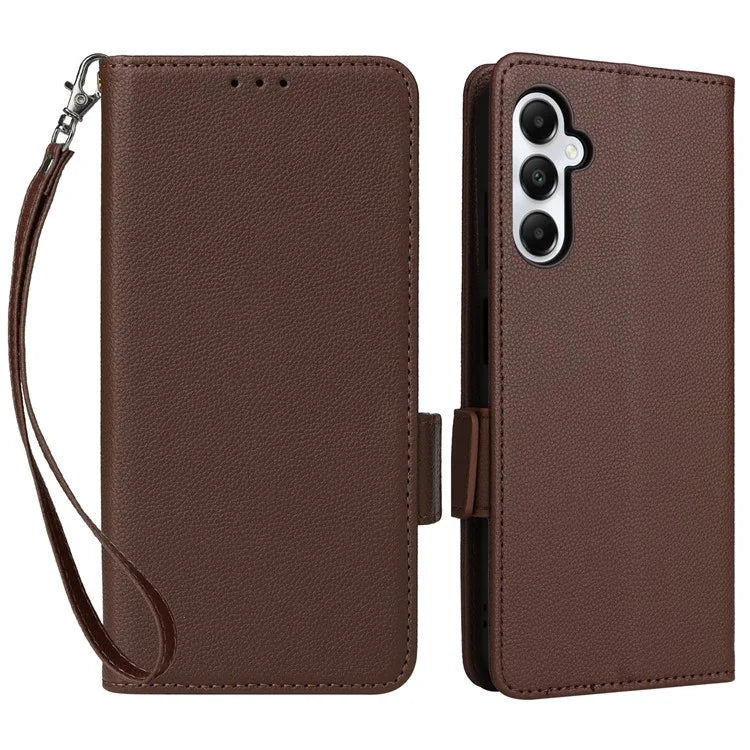 For Samsung Galaxy A05s 4G / M14 4G Case Litchi Texture Wallet Leather Phone Cover with Strap