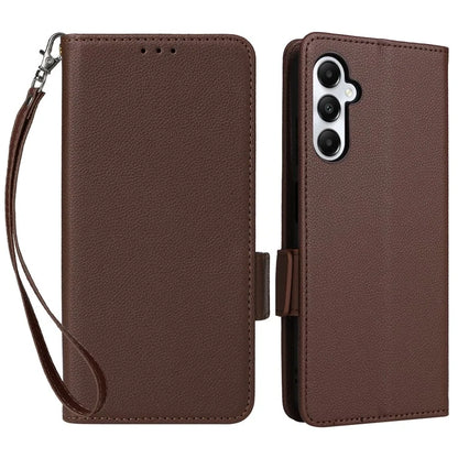 For Samsung Galaxy A05s 4G / M14 4G Case Litchi Texture Wallet Leather Phone Cover with Strap