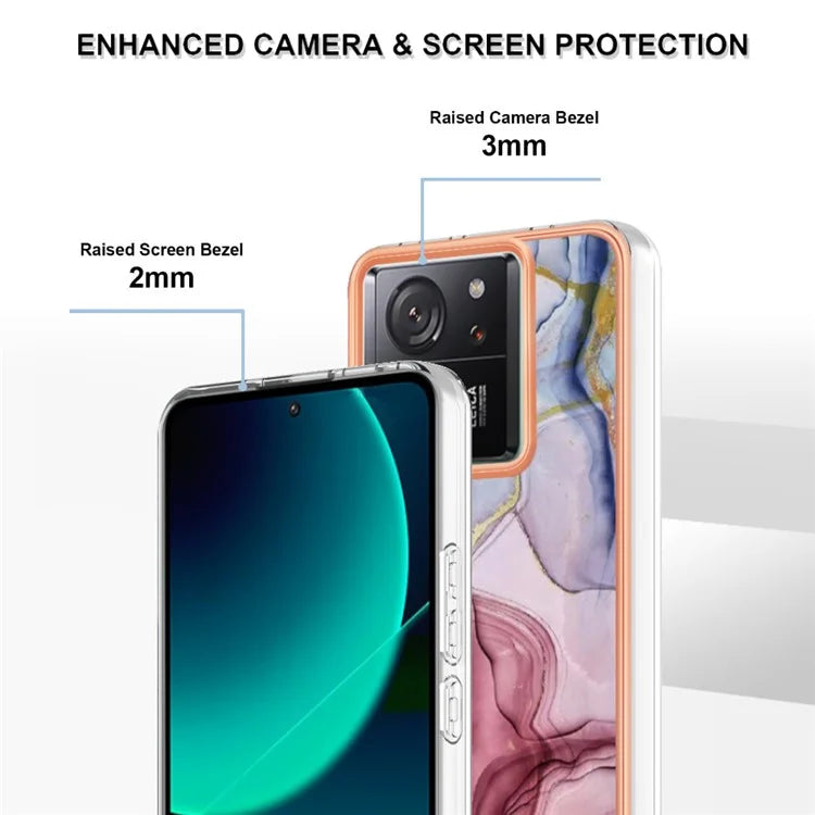 YB IMD Series-16 Style-E For Xiaomi 13T / 13T Pro / Redmi K60 Ultra TPU Case 2.0mm IMD Marble Pattern Phone Cover
