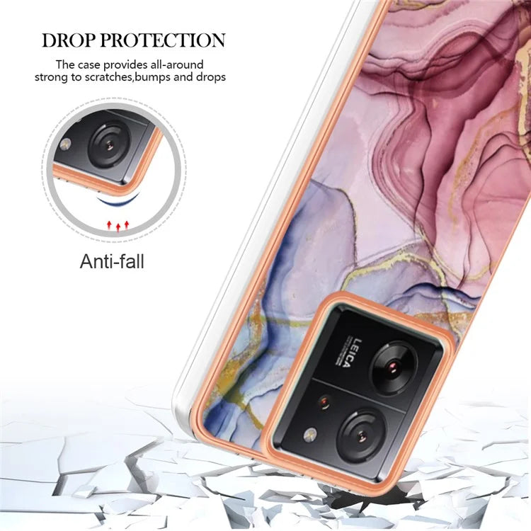 YB IMD Series-16 Style-E For Xiaomi 13T / 13T Pro / Redmi K60 Ultra TPU Case 2.0mm IMD Marble Pattern Phone Cover