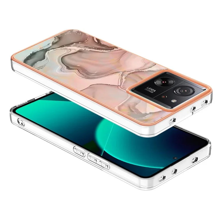 YB IMD Series-16 Style-E For Xiaomi 13T / 13T Pro / Redmi K60 Ultra TPU Case 2.0mm IMD Marble Pattern Phone Cover