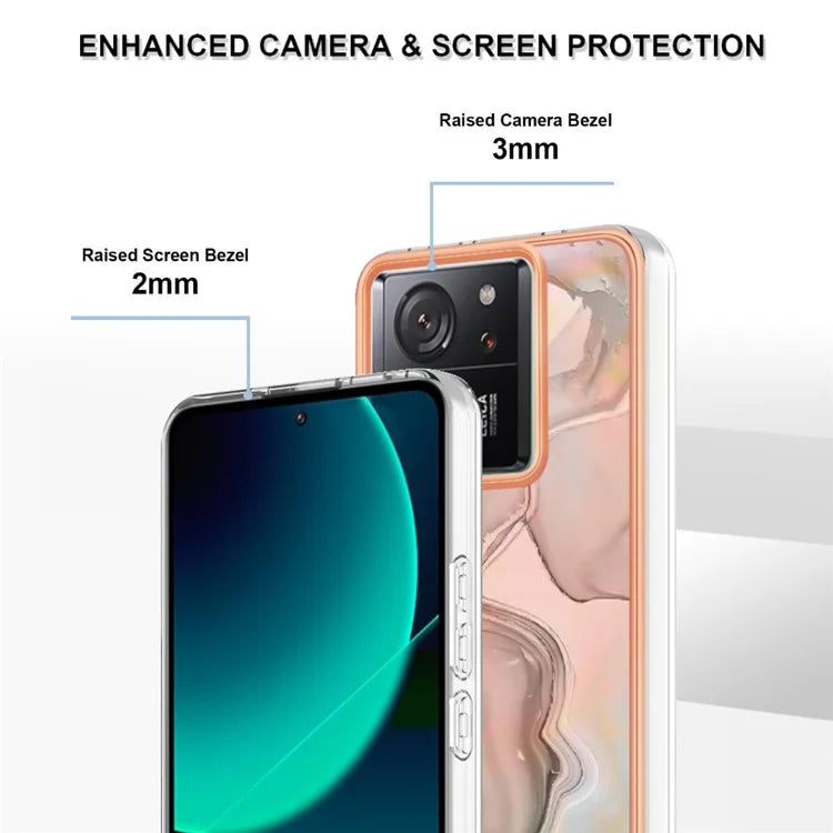 YB IMD Series-16 Style-E For Xiaomi 13T / 13T Pro / Redmi K60 Ultra TPU Case 2.0mm IMD Marble Pattern Phone Cover
