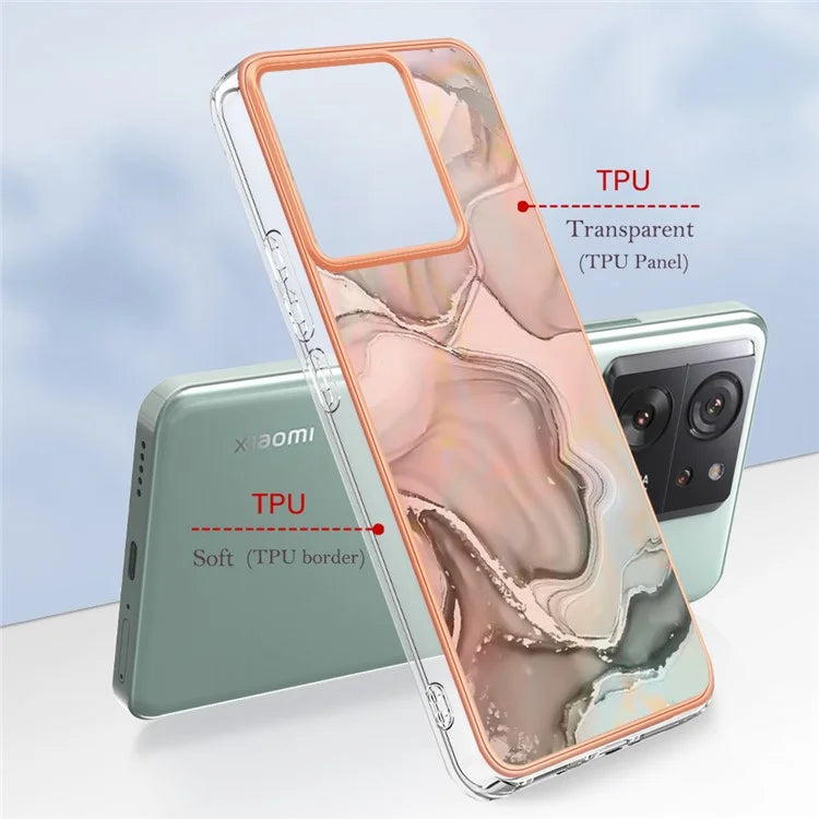 YB IMD Series-16 Style-E For Xiaomi 13T / 13T Pro / Redmi K60 Ultra TPU Case 2.0mm IMD Marble Pattern Phone Cover