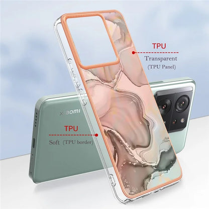 YB IMD Series-16 Style-E For Xiaomi 13T / 13T Pro / Redmi K60 Ultra TPU Case 2.0mm IMD Marble Pattern Phone Cover
