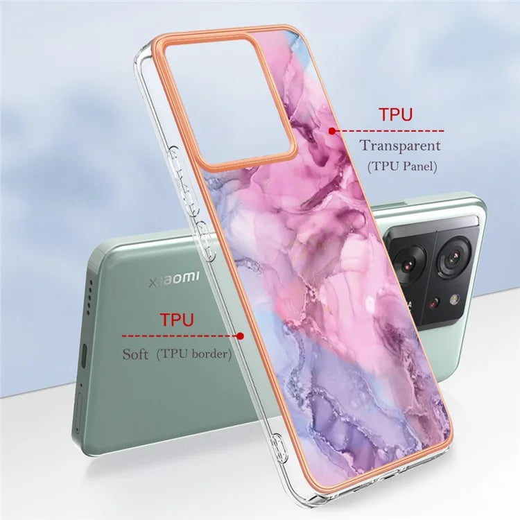 YB IMD Series-16 Style-E For Xiaomi 13T / 13T Pro / Redmi K60 Ultra TPU Case 2.0mm IMD Marble Pattern Phone Cover