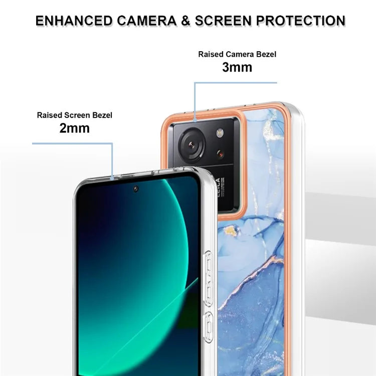 YB IMD Series-16 Style-E For Xiaomi 13T / 13T Pro / Redmi K60 Ultra TPU Case 2.0mm IMD Marble Pattern Phone Cover