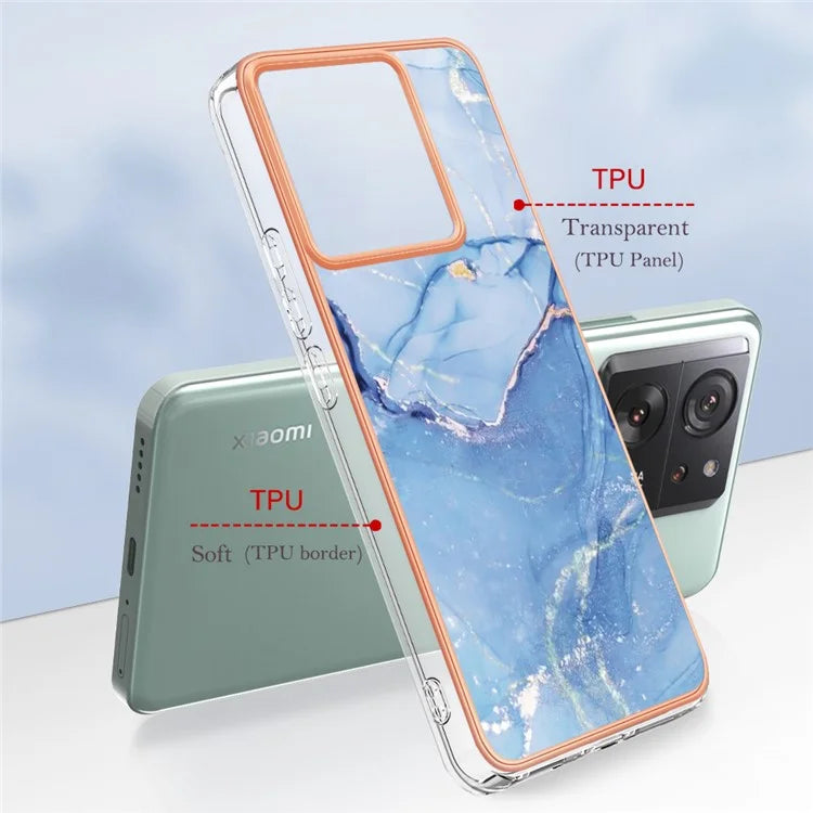 YB IMD Series-16 Style-E For Xiaomi 13T / 13T Pro / Redmi K60 Ultra TPU Case 2.0mm IMD Marble Pattern Phone Cover