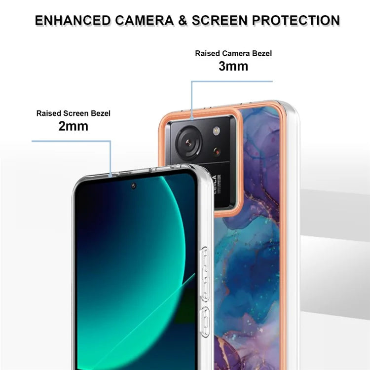 YB IMD Series-16 Style-E For Xiaomi 13T / 13T Pro / Redmi K60 Ultra TPU Case 2.0mm IMD Marble Pattern Phone Cover