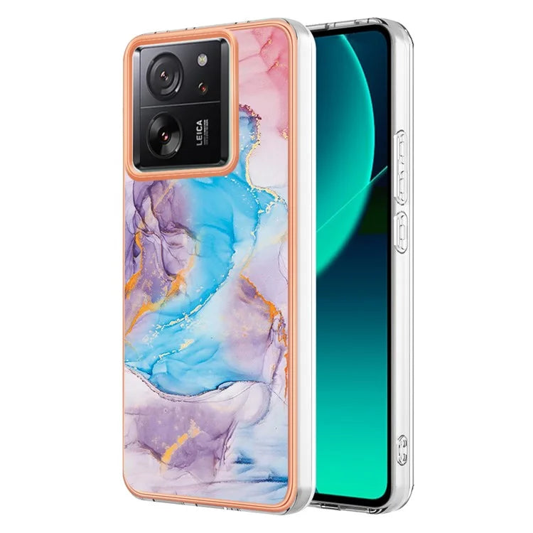 YB IMD Series-1 For Xiaomi 13T / 13T Pro / Redmi K60 Ultra Case IMD Marble Flower Pattern TPU Cover
