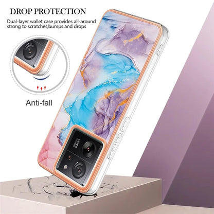 YB IMD Series-1 For Xiaomi 13T / 13T Pro / Redmi K60 Ultra Case IMD Marble Flower Pattern TPU Cover