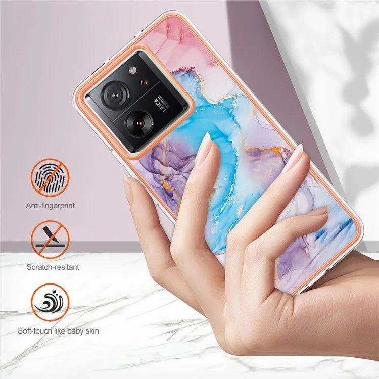 YB IMD Series-1 For Xiaomi 13T / 13T Pro / Redmi K60 Ultra Case IMD Marble Flower Pattern TPU Cover