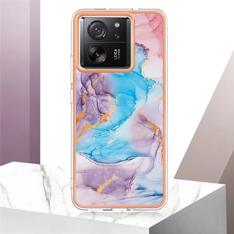 YB IMD Series-1 For Xiaomi 13T / 13T Pro / Redmi K60 Ultra Case IMD Marble Flower Pattern TPU Cover