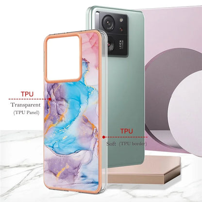 YB IMD Series-1 For Xiaomi 13T / 13T Pro / Redmi K60 Ultra Case IMD Marble Flower Pattern TPU Cover