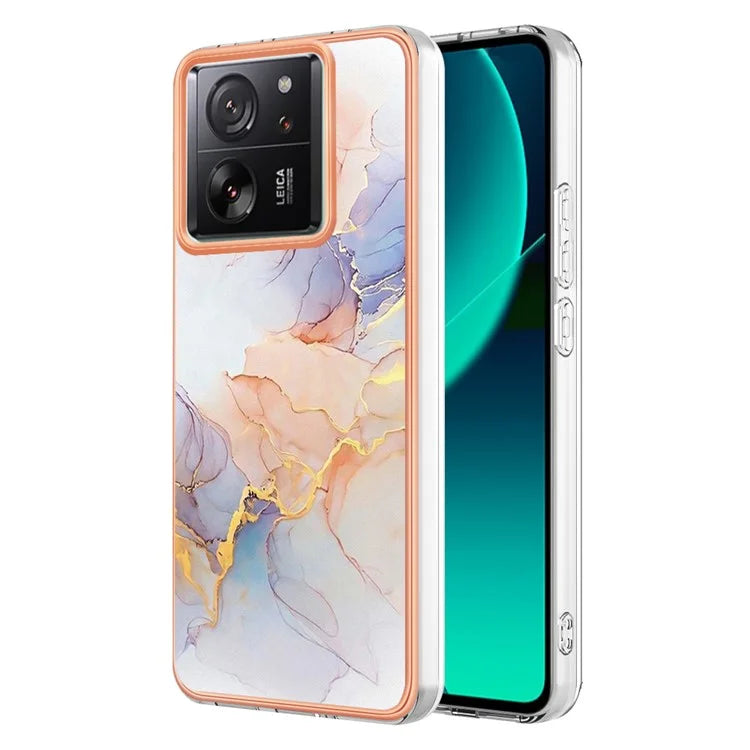 YB IMD Series-1 For Xiaomi 13T / 13T Pro / Redmi K60 Ultra Case IMD Marble Flower Pattern TPU Cover