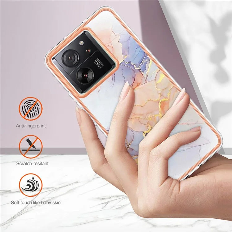 YB IMD Series-1 For Xiaomi 13T / 13T Pro / Redmi K60 Ultra Case IMD Marble Flower Pattern TPU Cover