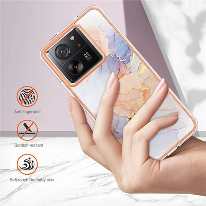 YB IMD Series-1 For Xiaomi 13T / 13T Pro / Redmi K60 Ultra Case IMD Marble Flower Pattern TPU Cover