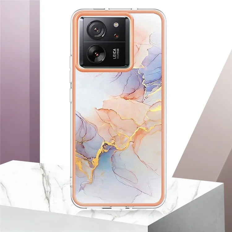 YB IMD Series-1 For Xiaomi 13T / 13T Pro / Redmi K60 Ultra Case IMD Marble Flower Pattern TPU Cover