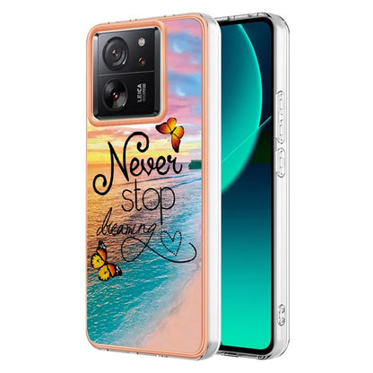 YB IMD Series-1 For Xiaomi 13T / 13T Pro / Redmi K60 Ultra Case IMD Marble Flower Pattern TPU Cover