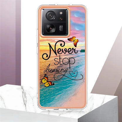 YB IMD Series-1 For Xiaomi 13T / 13T Pro / Redmi K60 Ultra Case IMD Marble Flower Pattern TPU Cover