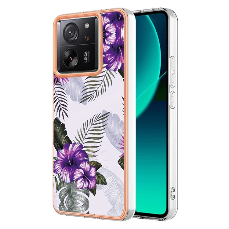 YB IMD Series-1 For Xiaomi 13T / 13T Pro / Redmi K60 Ultra Case IMD Marble Flower Pattern TPU Cover