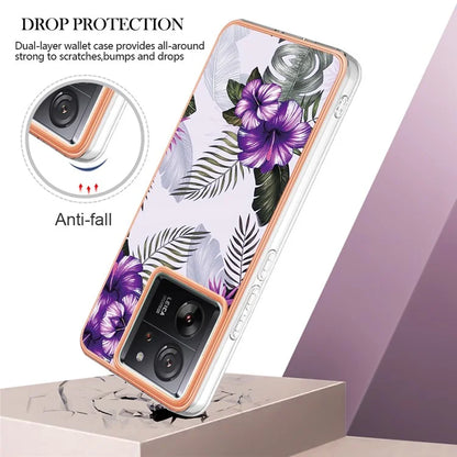YB IMD Series-1 For Xiaomi 13T / 13T Pro / Redmi K60 Ultra Case IMD Marble Flower Pattern TPU Cover