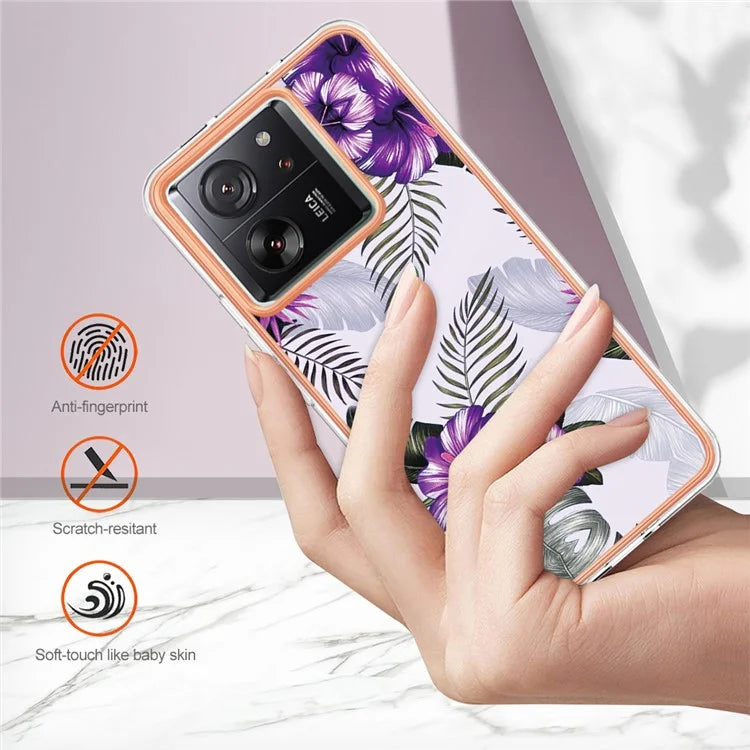 YB IMD Series-1 For Xiaomi 13T / 13T Pro / Redmi K60 Ultra Case IMD Marble Flower Pattern TPU Cover