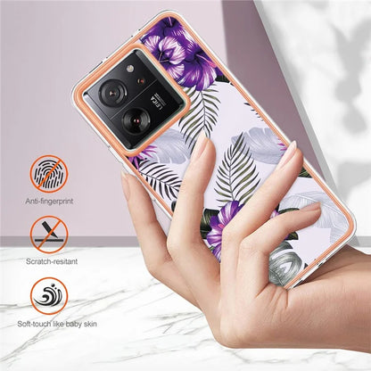 YB IMD Series-1 For Xiaomi 13T / 13T Pro / Redmi K60 Ultra Case IMD Marble Flower Pattern TPU Cover
