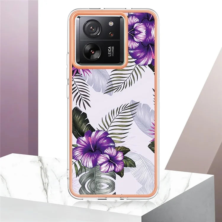 YB IMD Series-1 For Xiaomi 13T / 13T Pro / Redmi K60 Ultra Case IMD Marble Flower Pattern TPU Cover