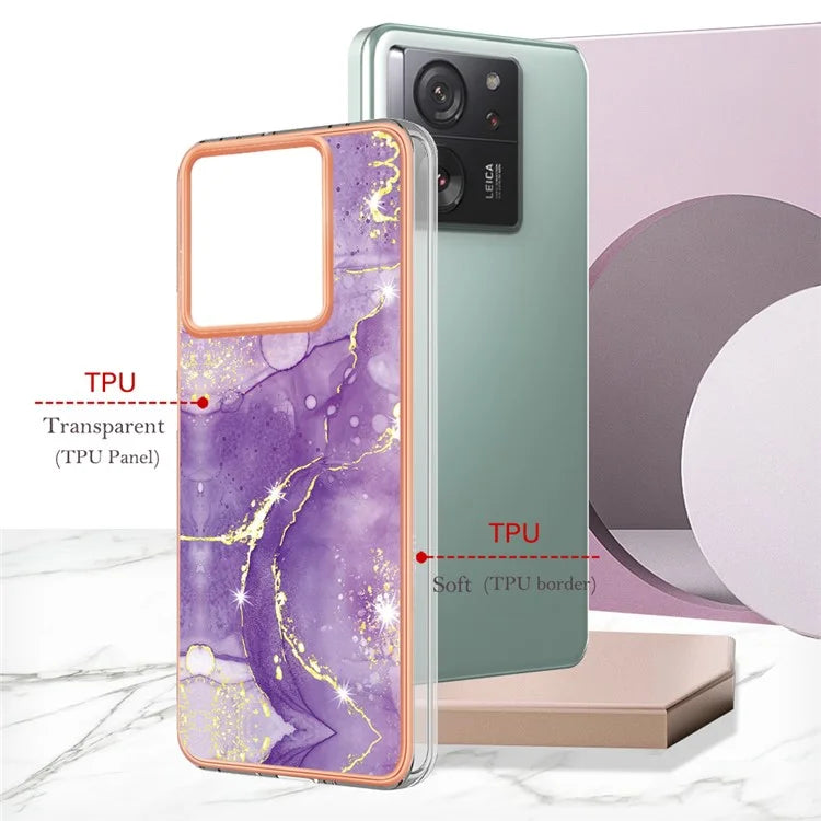 YB IMD Series-2 For Xiaomi 13T / 13T Pro / Redmi K60 Ultra TPU Case Electroplating Marble Pattern Phone Cover