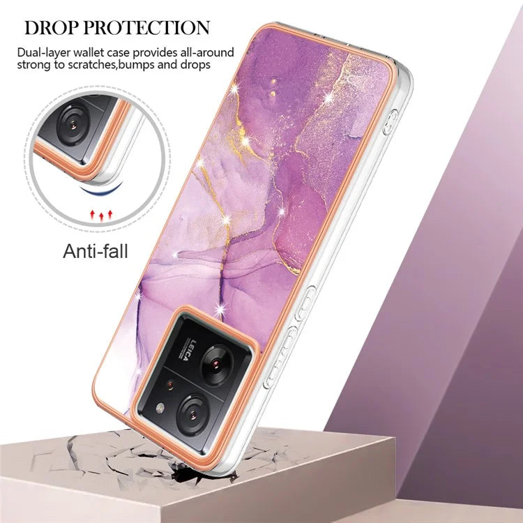 YB IMD Series-2 For Xiaomi 13T / 13T Pro / Redmi K60 Ultra TPU Case Electroplating Marble Pattern Phone Cover