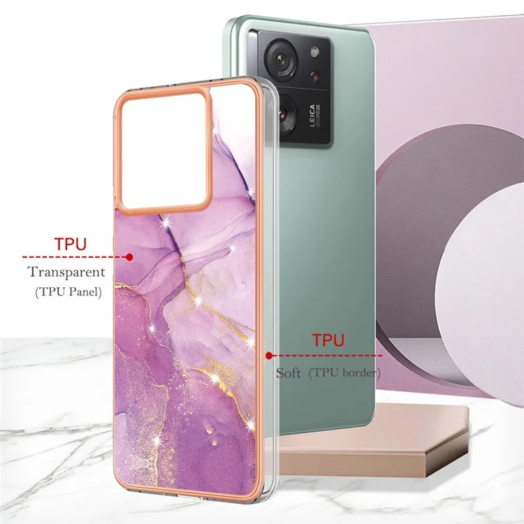 YB IMD Series-2 For Xiaomi 13T / 13T Pro / Redmi K60 Ultra TPU Case Electroplating Marble Pattern Phone Cover
