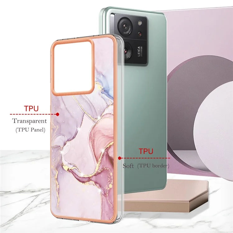 YB IMD Series-2 For Xiaomi 13T / 13T Pro / Redmi K60 Ultra TPU Case Electroplating Marble Pattern Phone Cover