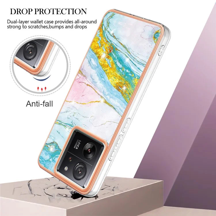 YB IMD Series-2 For Xiaomi 13T / 13T Pro / Redmi K60 Ultra TPU Case Electroplating Marble Pattern Phone Cover