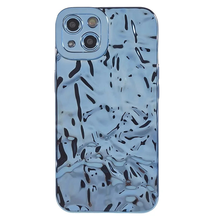 For iPhone 15 TPU Case Electroplating Wrinkled Uneven Phone Cover