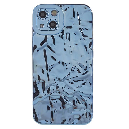 For iPhone 15 TPU Case Electroplating Wrinkled Uneven Phone Cover