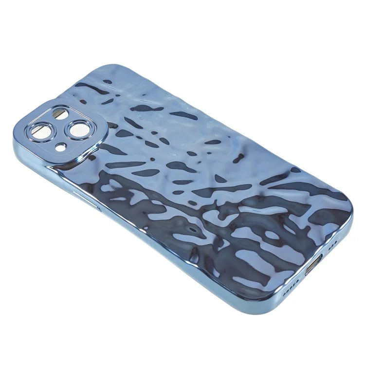For iPhone 15 TPU Case Electroplating Wrinkled Uneven Phone Cover