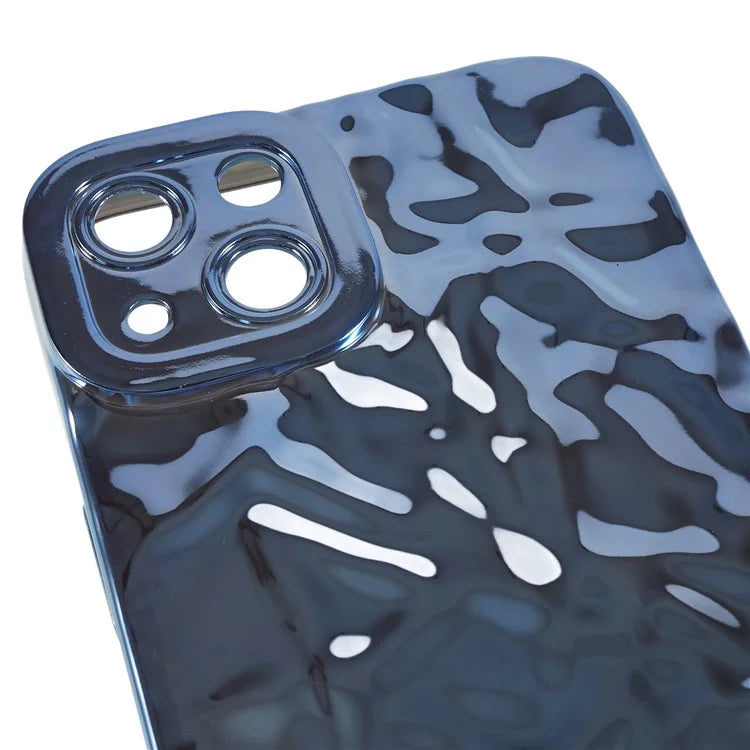 For iPhone 15 TPU Case Electroplating Wrinkled Uneven Phone Cover