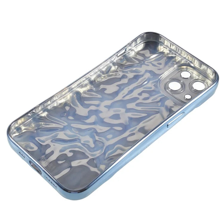 For iPhone 15 TPU Case Electroplating Wrinkled Uneven Phone Cover