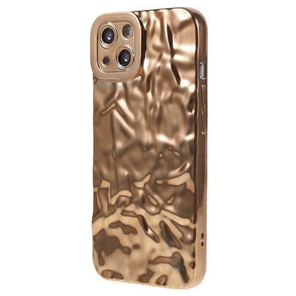For iPhone 15 TPU Case Electroplating Wrinkled Uneven Phone Cover