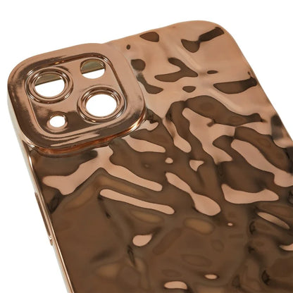 For iPhone 15 TPU Case Electroplating Wrinkled Uneven Phone Cover